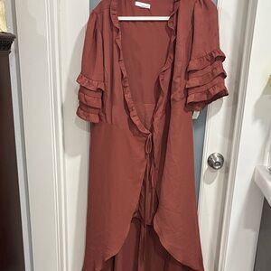 June & Hudson High Low Dress in Rust